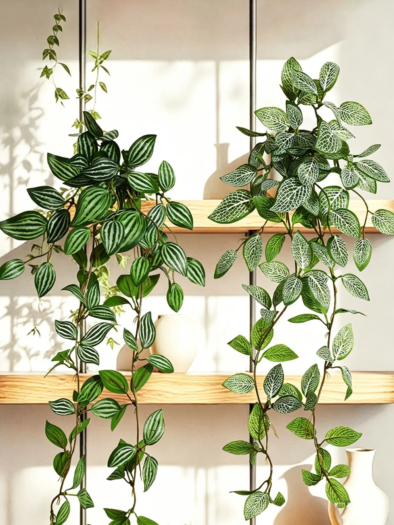 1pc Artificial Crabapple Leaf Plant Hanging Realistic Fake White Vein Pepper Grass Plant for Wedding,Birthday,Holiday Party