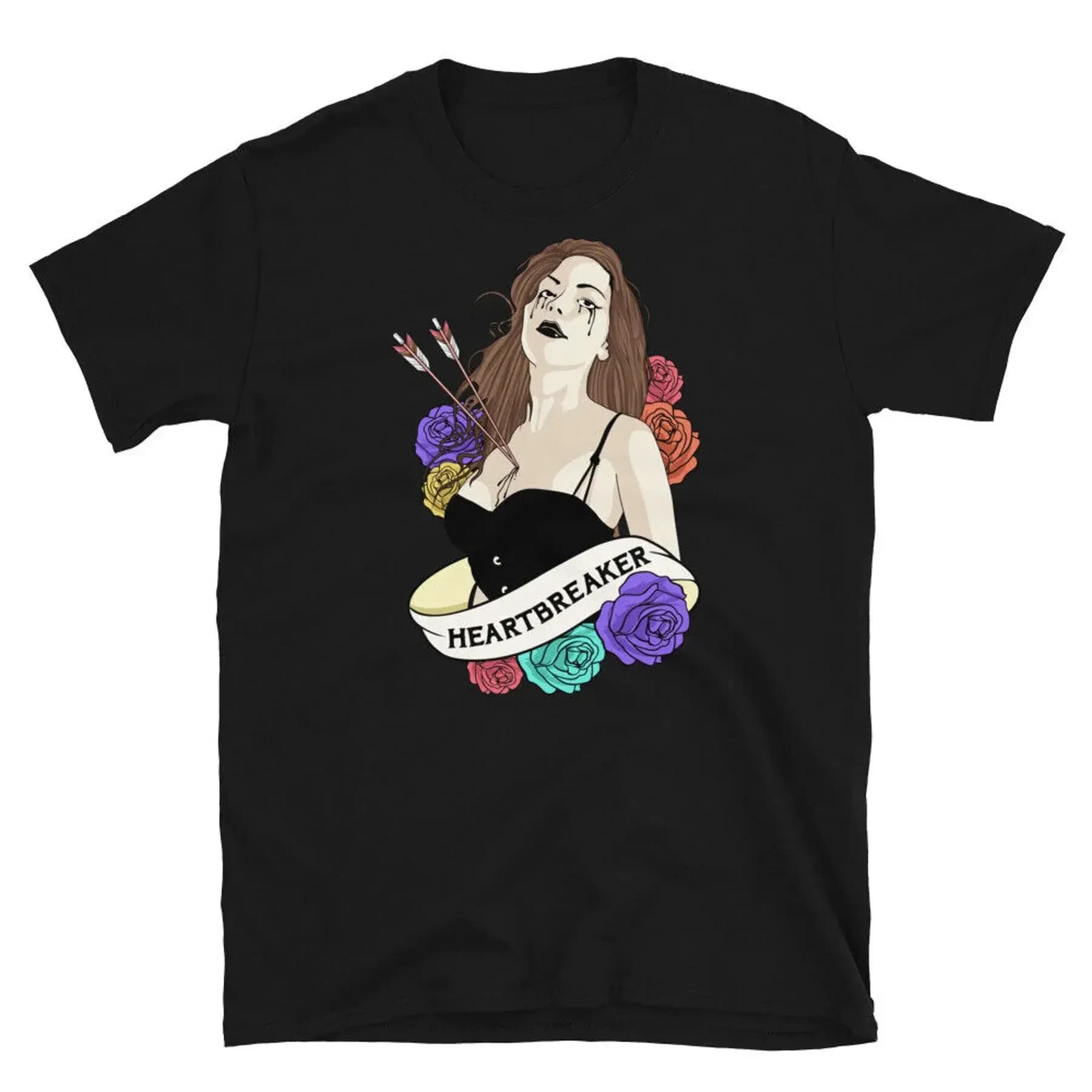 Heartbreaker Goth Arrows Grunge Horror Halloween Short Sleeve Unisex T Shirt