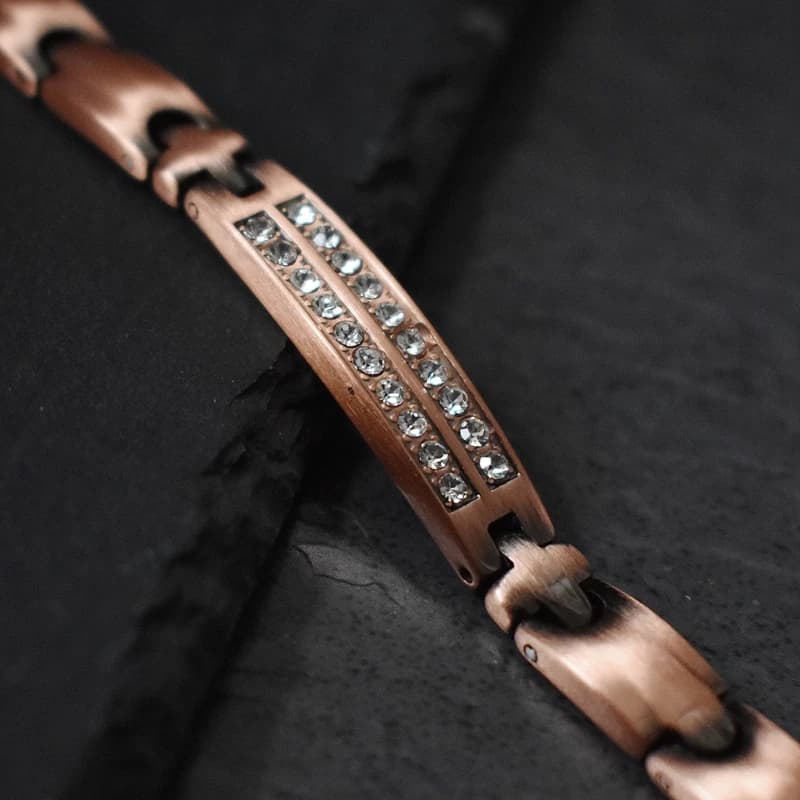 Braccialetti per alleviare il dolore da artrite per terapia magnetica per donna Uomo Bracciale magnetico per la salute in rame puro con cristallo