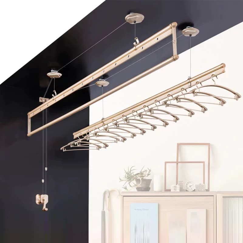 STLL Stendibiancheria Manuale a Soffitto in Alluminio con Sollevamento Automatico