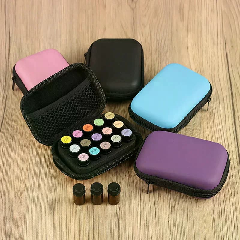 Custodia Portatile con 15 Scomparti da 1ml, 2ml, 3ml per Oli Essenziali, Flaconi Roll-on Young Living e Profumi, con Gancio