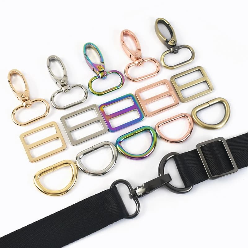 3/5 Set di Fibbie Girevoli in Metallo da 16-38mm, Moschettoni a Gancio, Chiusure Regolabili a Tre Vie per Collari di Animali Domestici, Ganci per Cinghie e Accessori per Borse