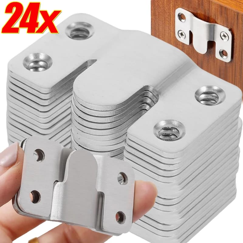 Staffe per montaggio a incasso a parete con gancio per cornice per foto resistente con fibbia sospesa ad incastro in acciaio inossidabile per connettore per mobili