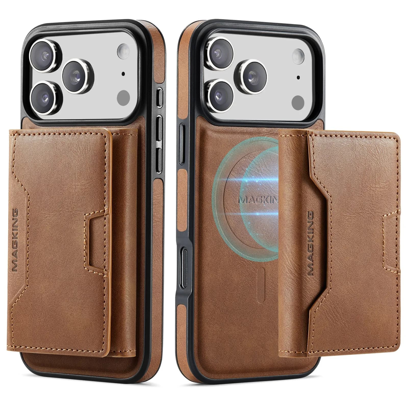 Custodia per telefono in pelle con portafoglio RFID Slot per tasca per carte per iPhone 17 Air 16e 15 14 13 12 Pro Max Custodia magnetica per supporto mobile