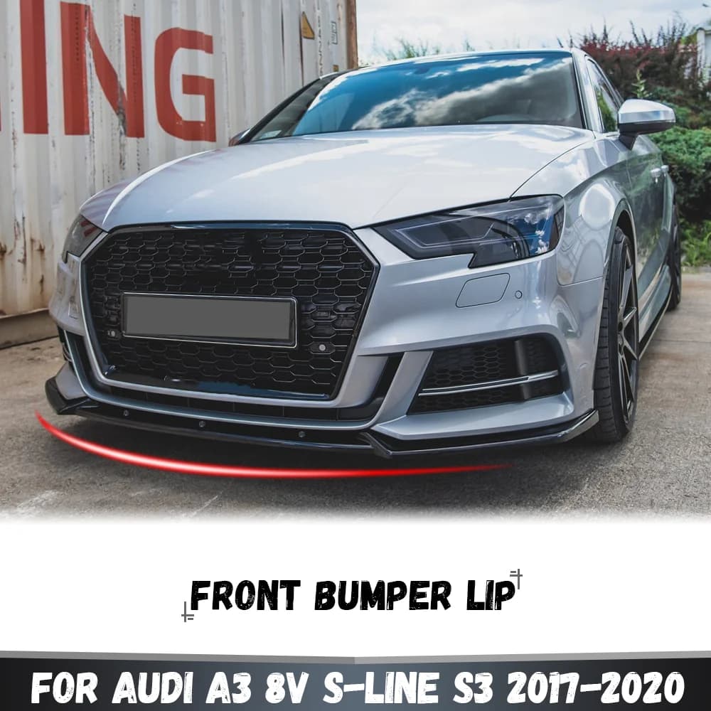 For Audi A3 8V S-line S3 2017 2018 2019 2020 Saloon / Sportback Car Front Bumper Lip Diffuser Splitter Bodykit Tuning