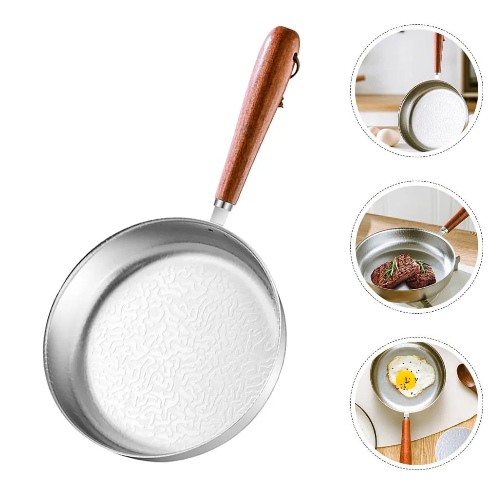 Mini Egg Pan Stainless Steel 304 Nonstick Frying Pan Portable Anti-Slip Handle Small Cooking Skillet for Eggs Pancakes Meat