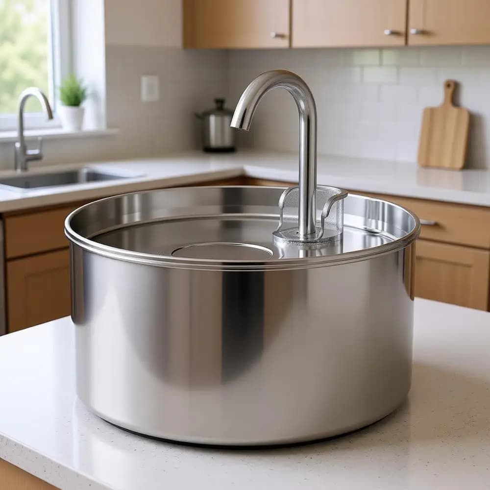 Fontanella per Animali Domestici in Acciaio Inox con 8 Filtri e 8 Spugne, Abbeveratoio Automatico per Cani/Gatti con Pompa Ultra Silenziosa