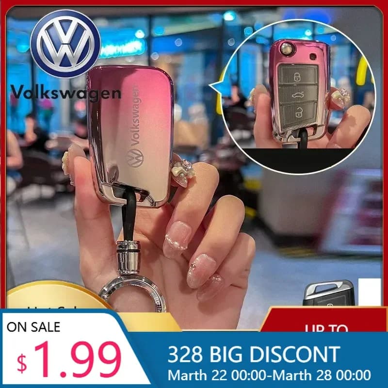 For VOLKSWAGEN VW Complete Protective Case in TPU for Auto Key, Compatible with VW Golf 7 MK7 Tiguan MK2, SEAT Ateca Leon FR 2 Ibiza