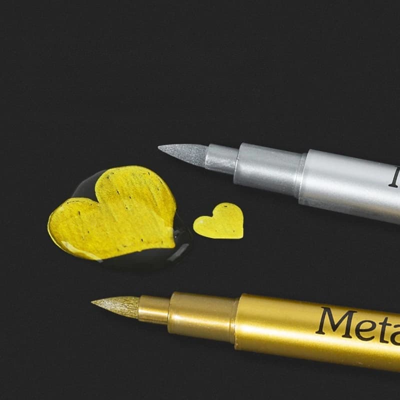 Pennarelli permanenti metallici oro argento Penne per vernice impermeabili per tazze di roccia Forniture per la creazione d'arte fai-da-te in ceramica e vetro