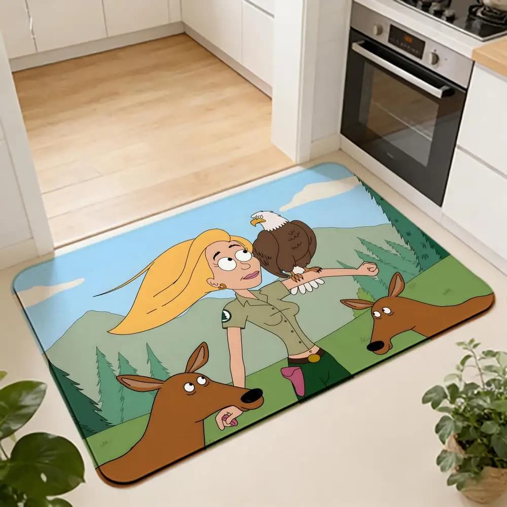 ANIME B-Brickleberry Absorbent Floor Mat, Anti-slip carpet for entrance, for bathrooms, toilets and toilets