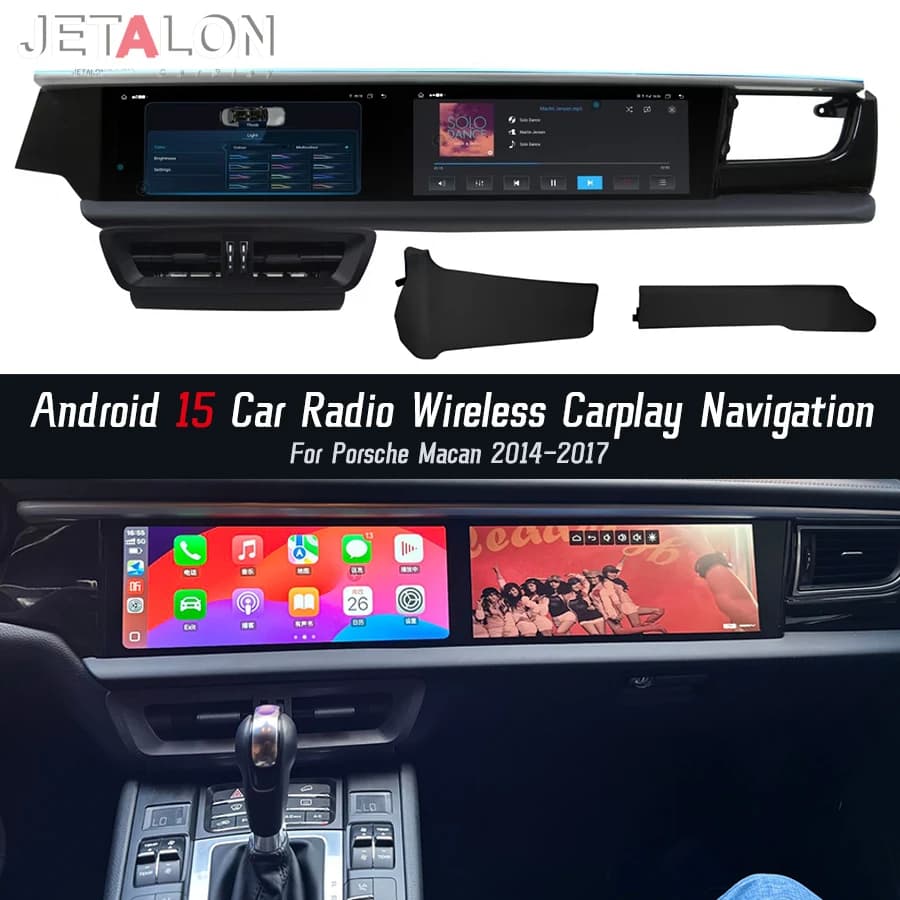 12.3inch Dual Screen Android 15 Car Radio For Porsche Macan 2014-2017 Wireless Carplay 4G GPS Multimedia Video Player Head Unit