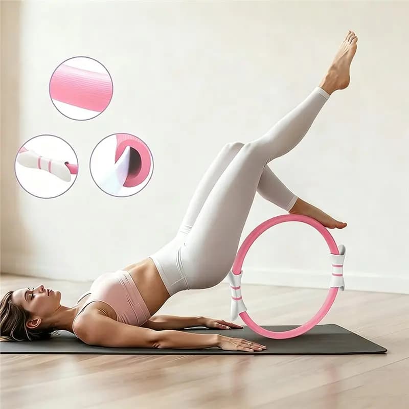 A89E-Ergonomic Full Essentials Pilates Ring Kit With Magic Circle& Foam Roller, Home Workout Equipment Set