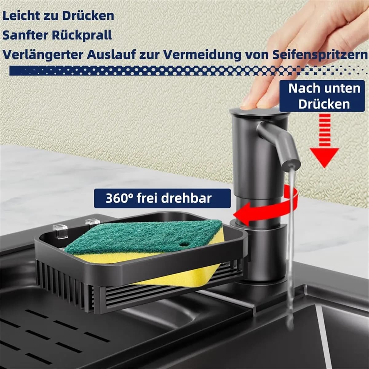 (A02R] Wonrefact Stainless Steel Soap Dispenser for Kitchen Sink, Rustproof Liquid Dish Soap Pump