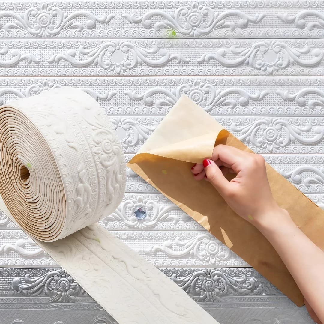 1 rotolo 2.3MX12CM battiscopa decorazione del soffitto striscia adesivi murali battiscopa autoadesivo linea di vita impermeabile bordo parete superiore