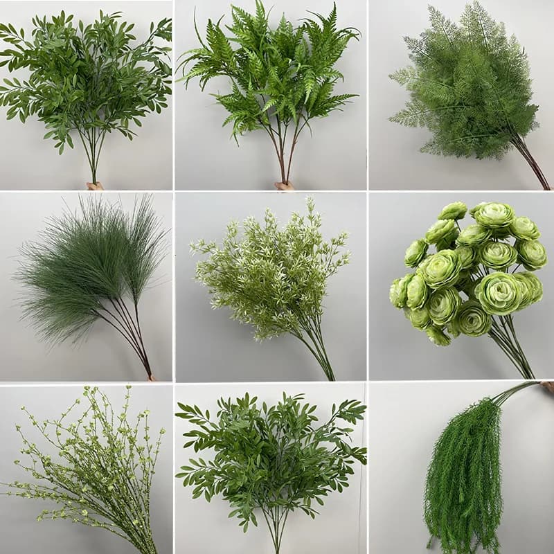 Piante nuziali, composizioni floreali, respiro del bambino, eucalipto, fiori artificiali a tema foresta, materiali floreali decorativi