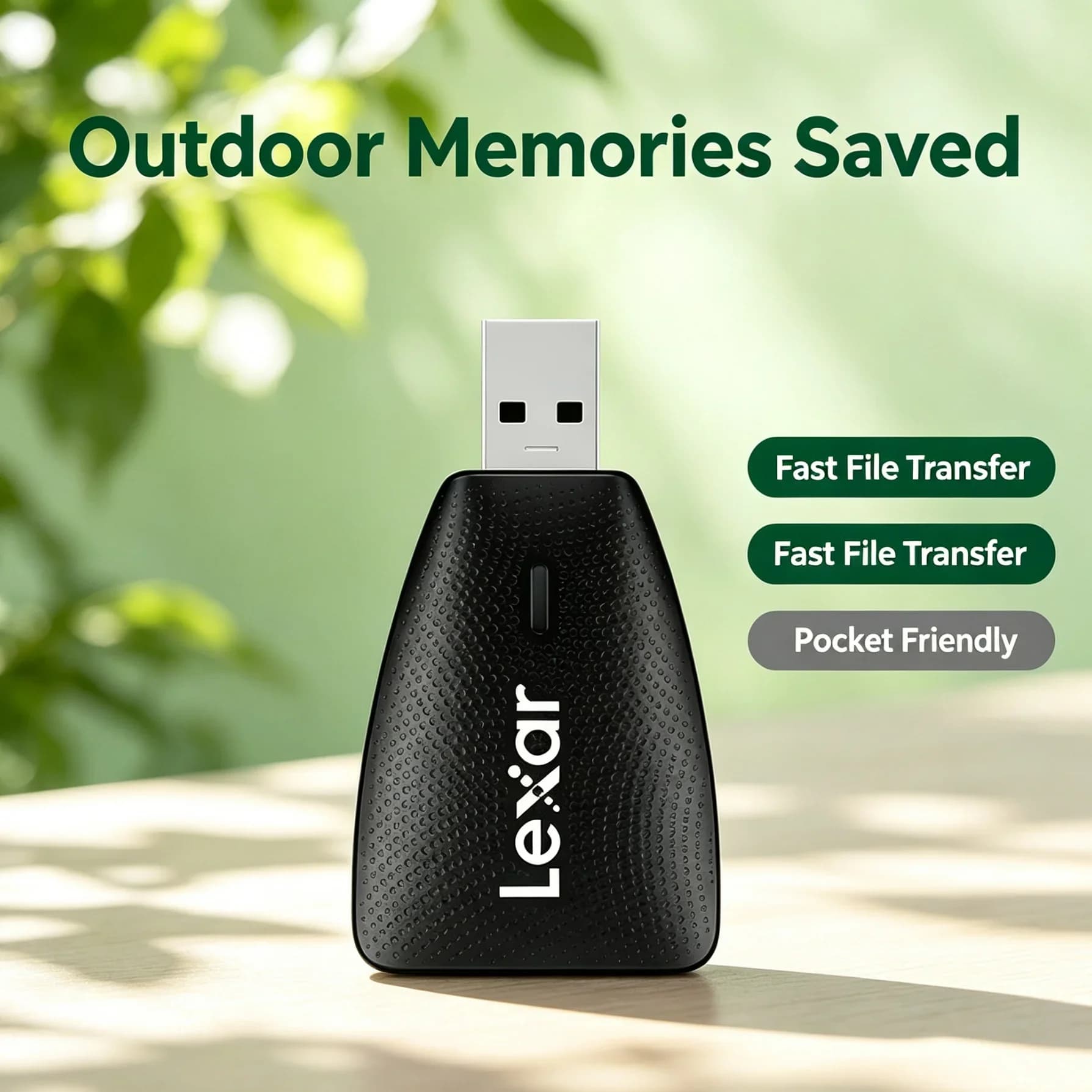 Travel Size Card Reader Lexar USB 3.1 Dual Slot SD Micro SD TF Adapter for Conference Material Sharing Client File Transfer PC