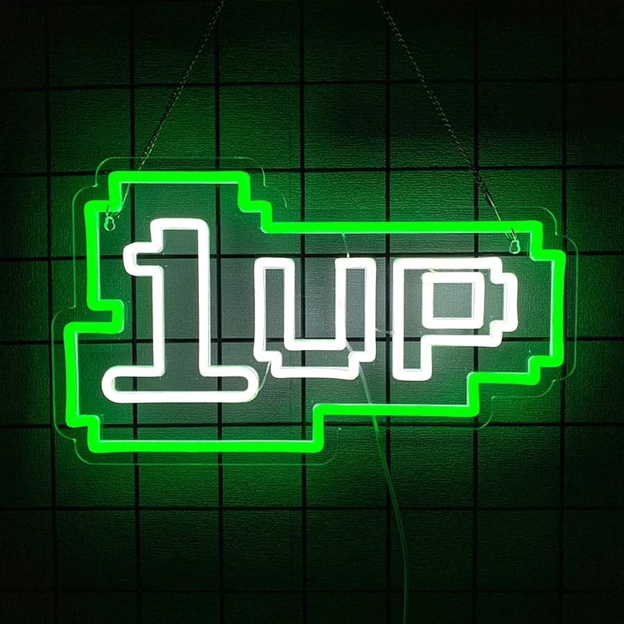 1 Up Led Neon Sign, Letter Icon Wall Decor, Usb Powered, Used For Bedroom, Game Room, Club, Man Cave Decoration, Gamers Gifts.