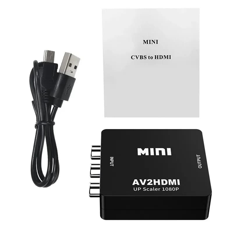 Per convertitore da RCA a HDMI 1080P AV a HDMI con cavo di ricarica USB, adattatore Mini RCA composito CVBS che supporta PAL/NTSC adatto