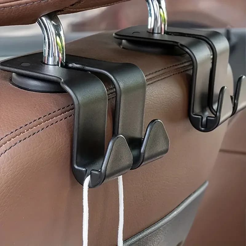 1/2PCS Gancio per poggiatesta per seggiolino auto Confezione da 4 ganci Organizzatore di stoccaggio universale per borsa Borsa Cappotto adatto per auto universale per veicoli Nero