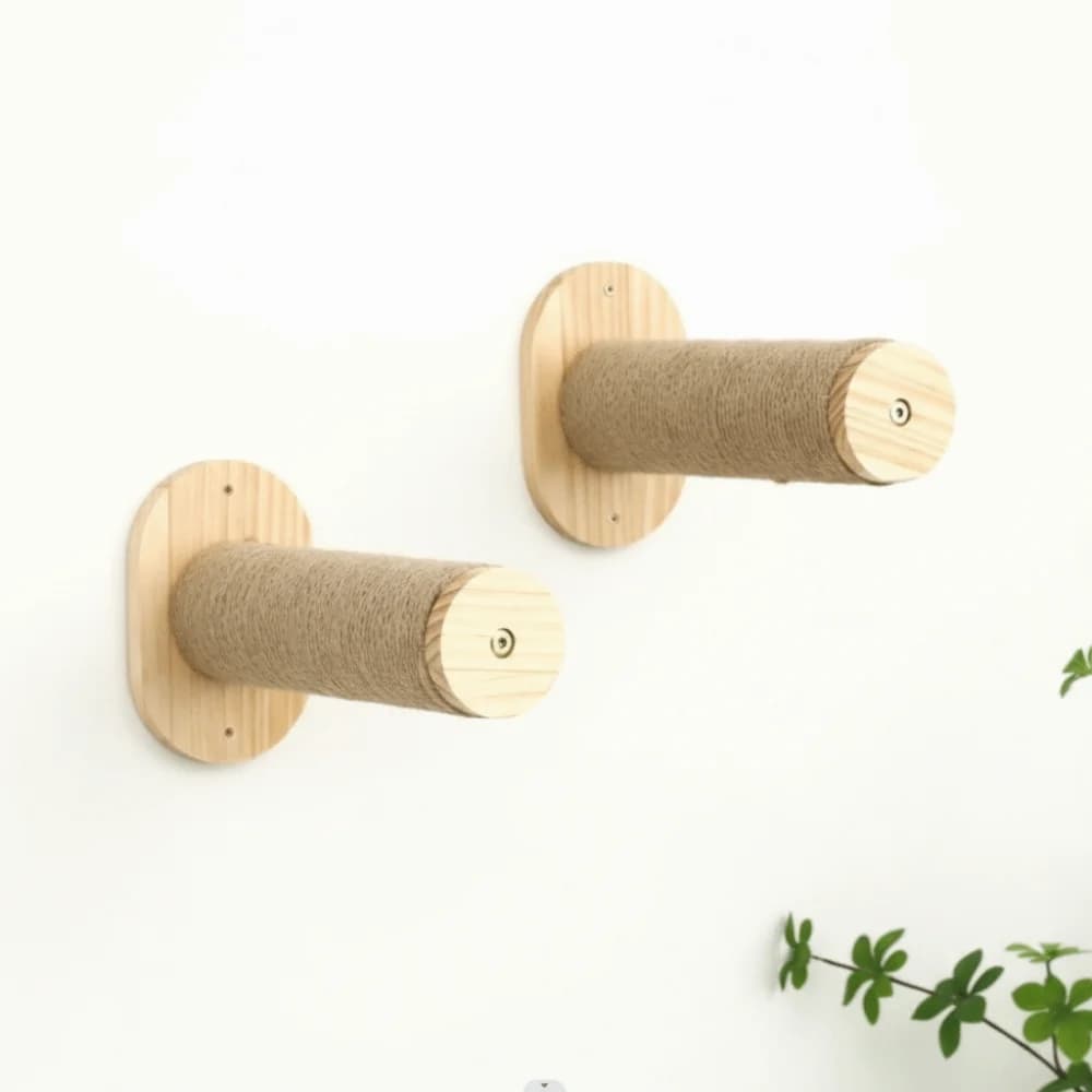 Scaletta per Gatti in Legno con Cuscino, Resistente all'Usura, Salvaspazio, con Corda in Sisal, per Gioco e Arrampicata
