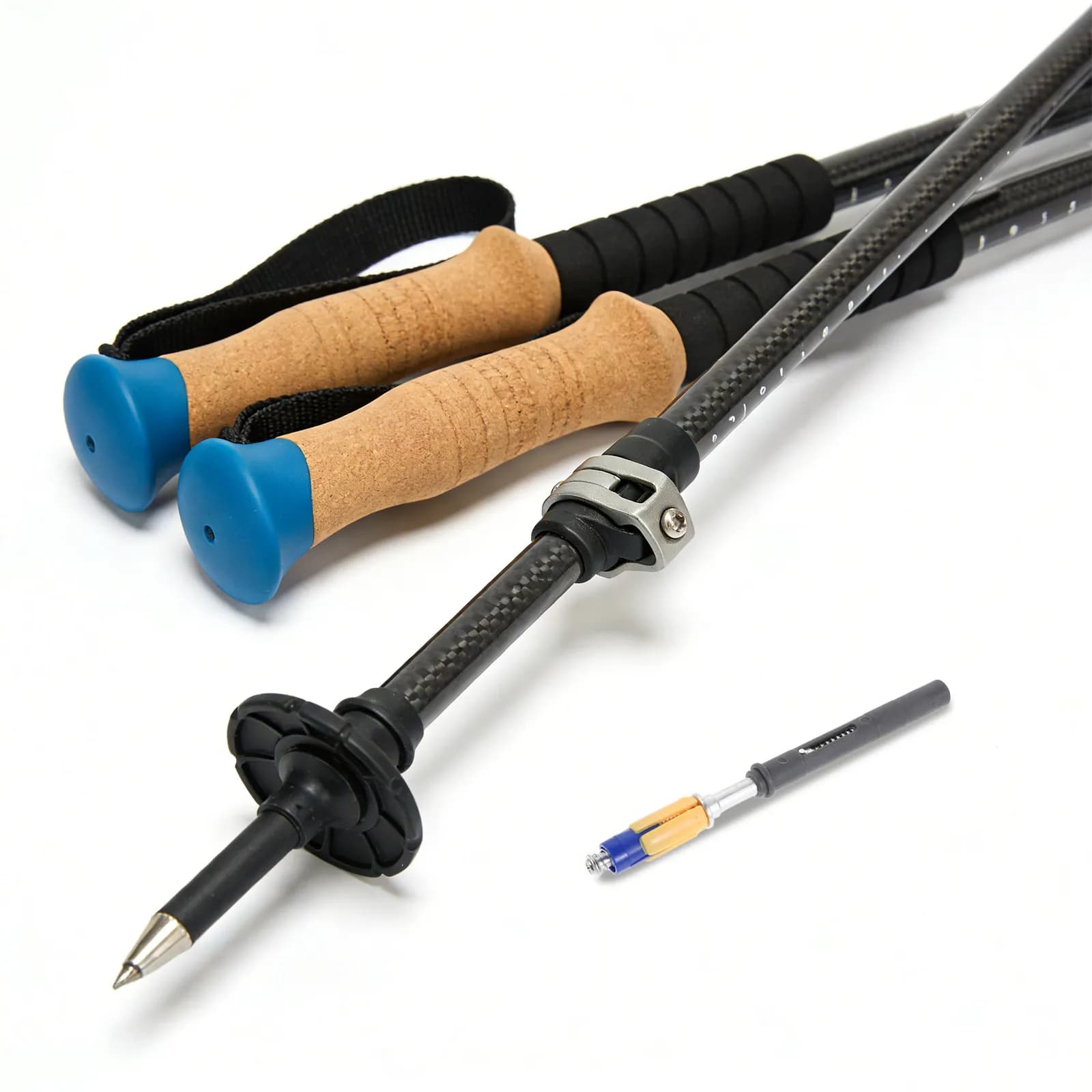 Yellow Trekking Pole Expansion Tube High Visibility Shock Absorption Stable Adjustment Cane Fitting for Hiking Stick