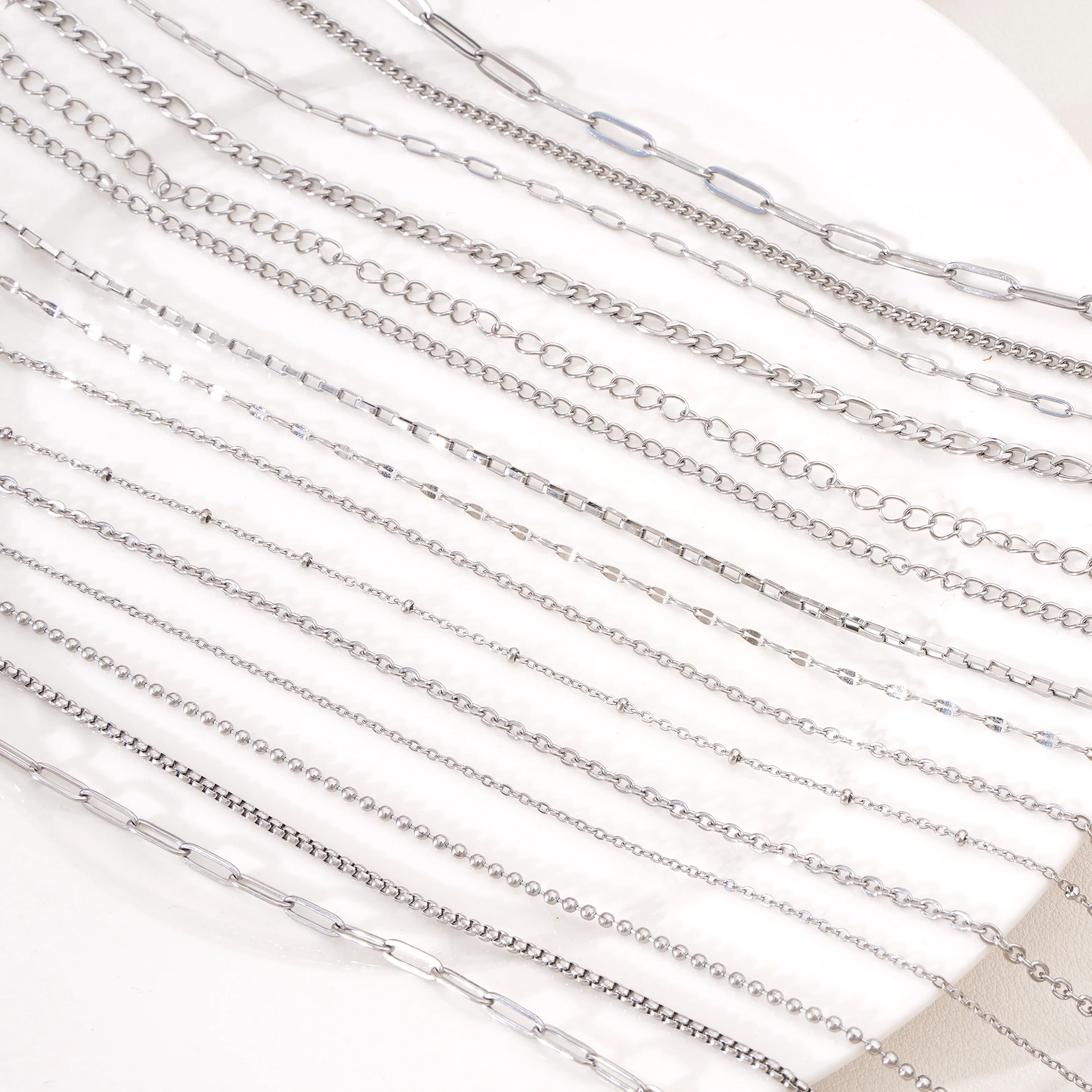 Catena in acciaio inossidabile da 1 m per braccialetti fai da te, collane, cucito, decorazioni per abiti, accessori artigianali, materiali per gioielli