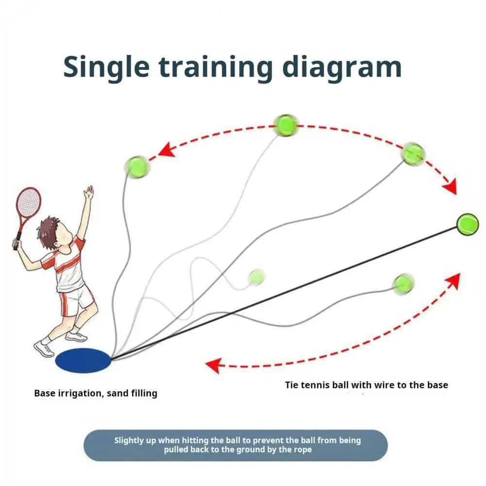 Set di palline di rimbalzo per allenatore di tennis con 2 palline Strumento di allenamento per la pratica del tennis Attrezzatura per rimbalzo da tennis solista per adulti e bambini