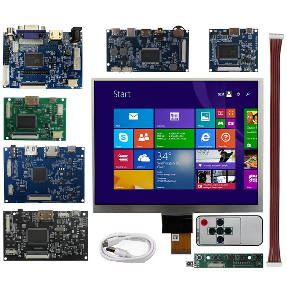 8 inches HJ080IA-01E 4:3 IPS LCD Display Universal Screen FAI FROM TE Driver Control Card For Raspberry Pi Banana Pi PC Portable Monitor