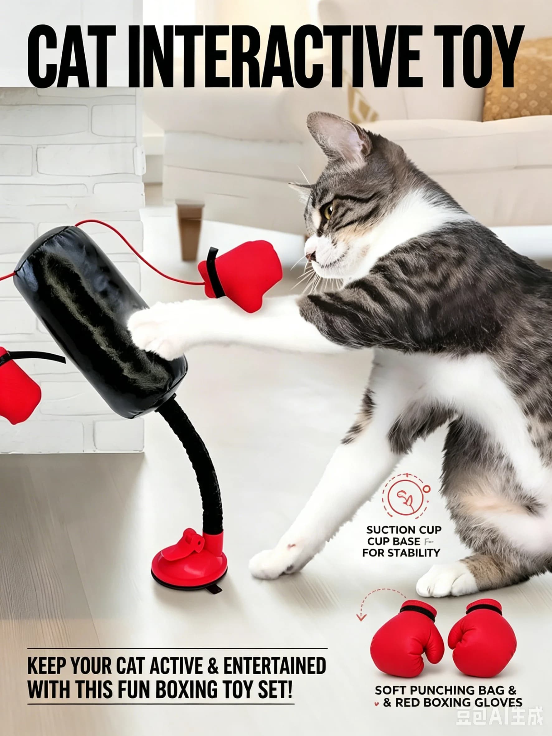 New cat teasing toys cat boxing game multi-functional interactive cat teasing boxing toys
