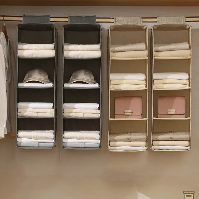 1 Multi-Layer Hanging Wardrobe Organizer, Hanging Storage Solution, Strong Load-Bearing Capacity, Washable, Foldable, Space-Saving, Suitable for Underwear, Bras, Purses, Miscellaneous Items, Clothes, T-Shirts, Hats, Bags, Pants