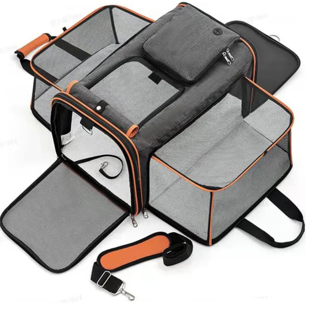 Borsa Trasportino Espandibile Portatile per Gatti, Zaino da Viaggio Pieghevole Reversibile e Traspirante per Cani e Gatti