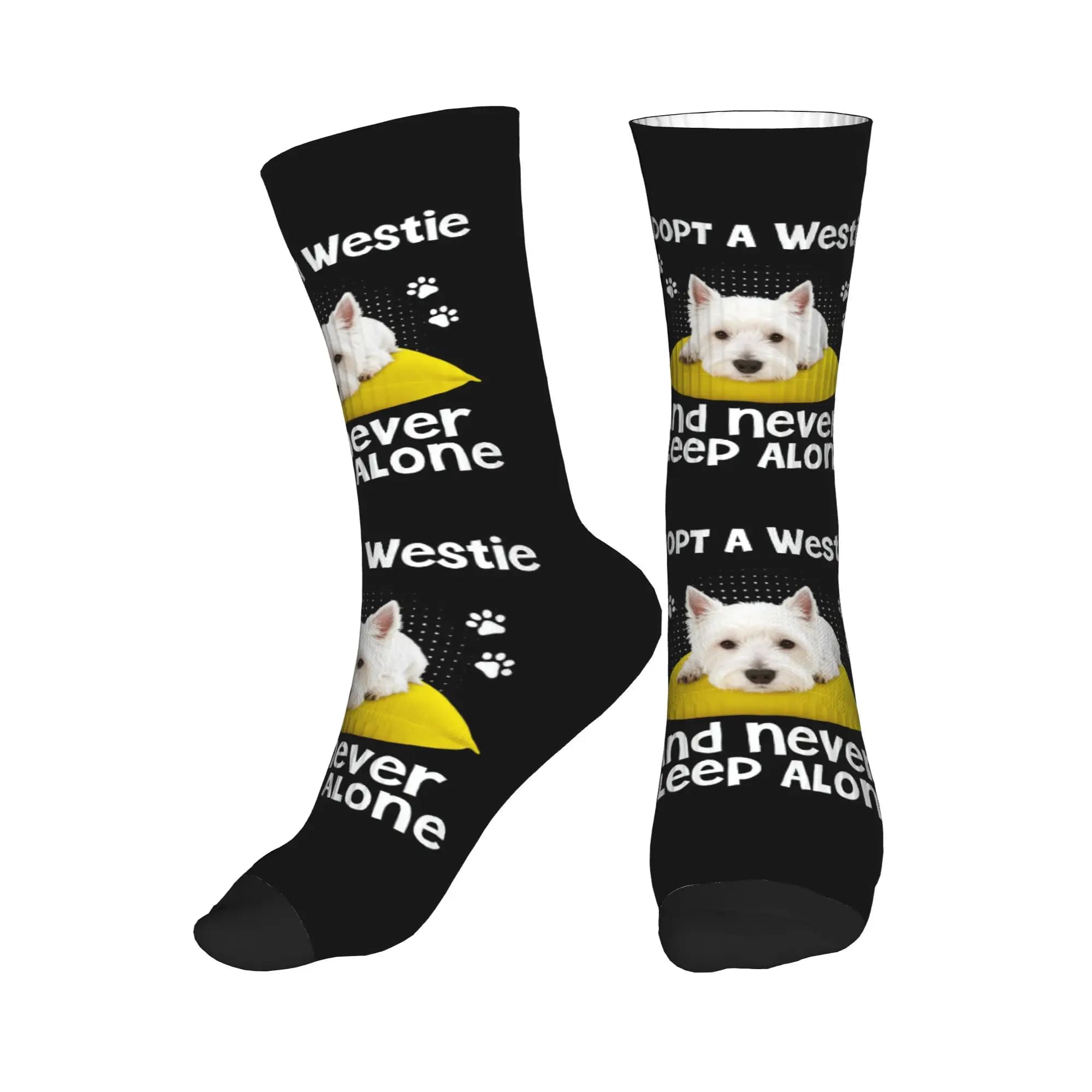 Calzini eleganti da uomo Adopt Westie Never Sleep Alone, calzini unisex caldi e traspiranti con stampa 3D per amanti dei cani