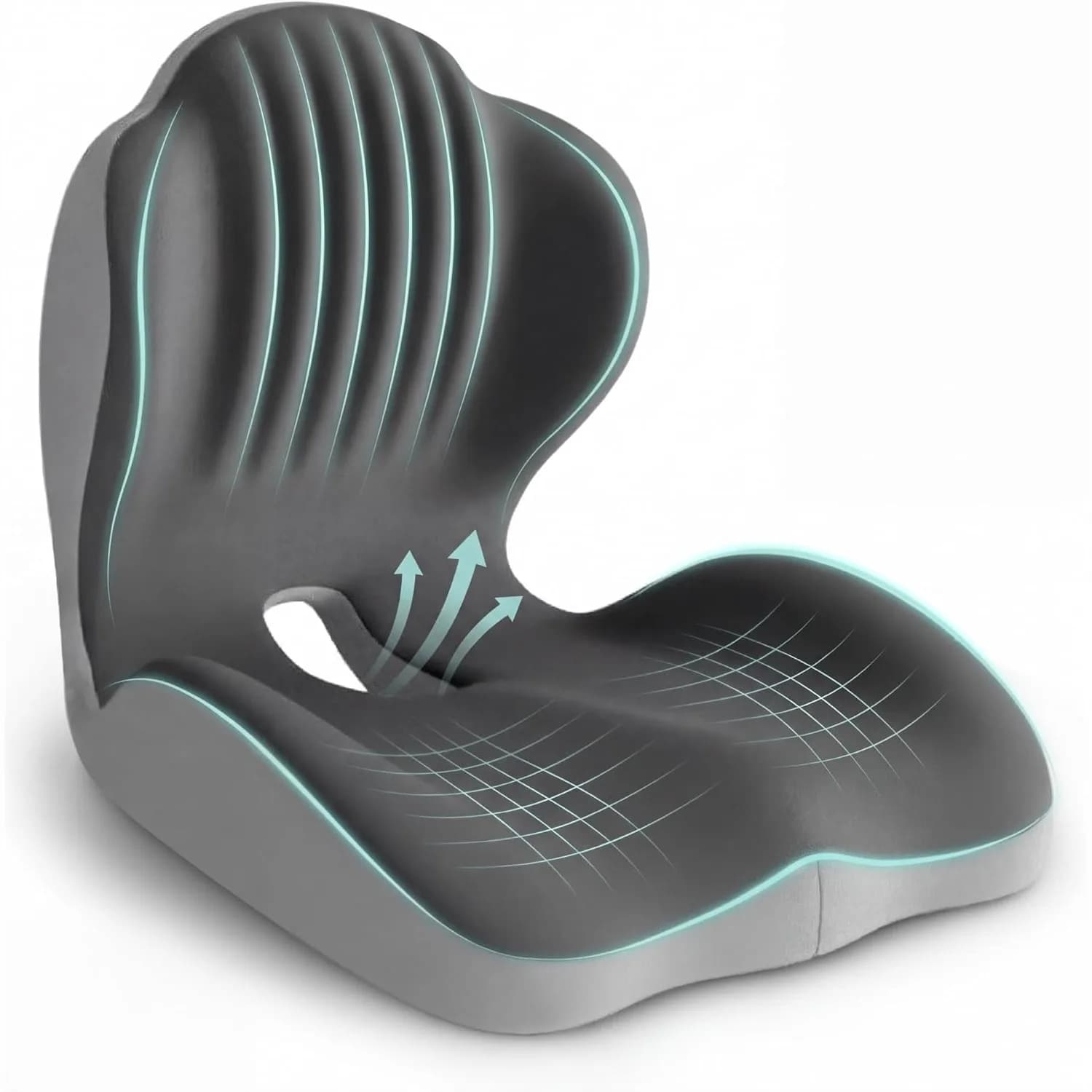 Cuscino Ergonomico per Sedia con Design Integrato a L, Supporto per il Coccige in Memory Foam per Sedia da Ufficio