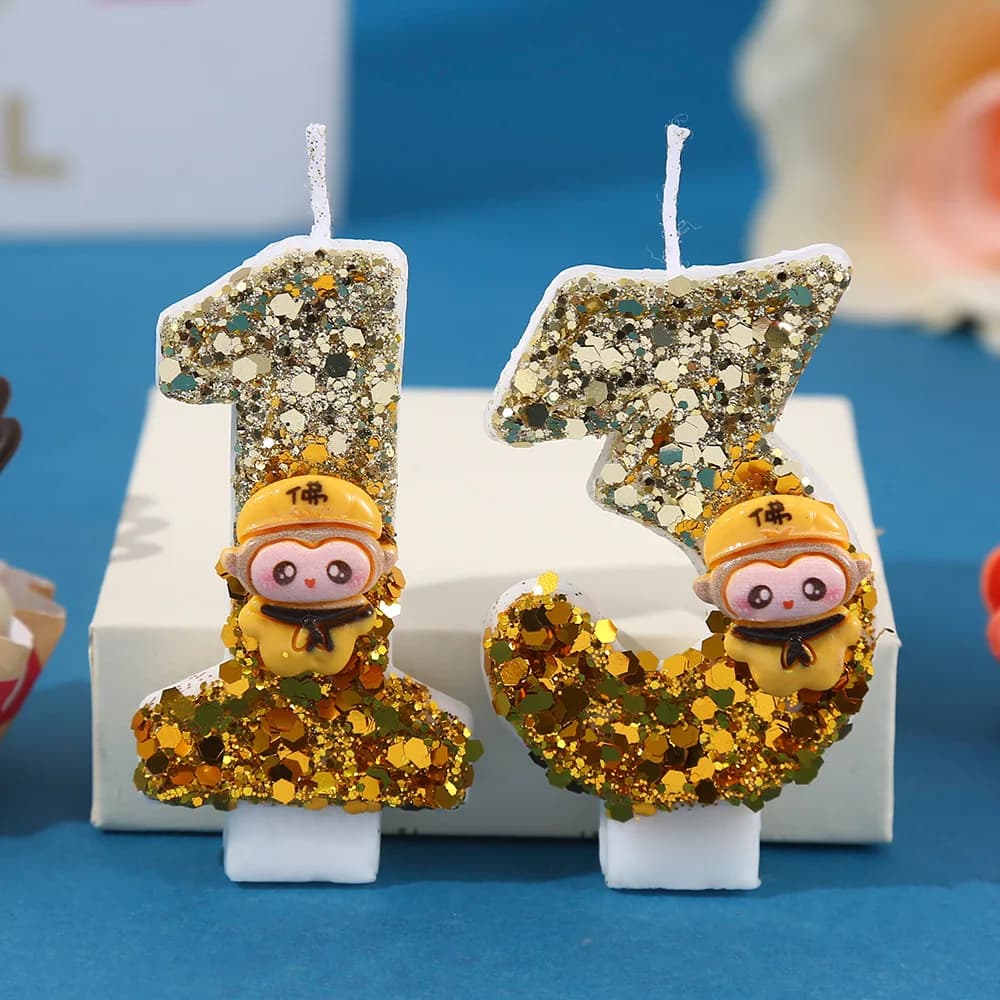 Cartoon Goku Digital Birthday Party Festival Celebration Cake Creative Sequin Color Matching Cute Candle
