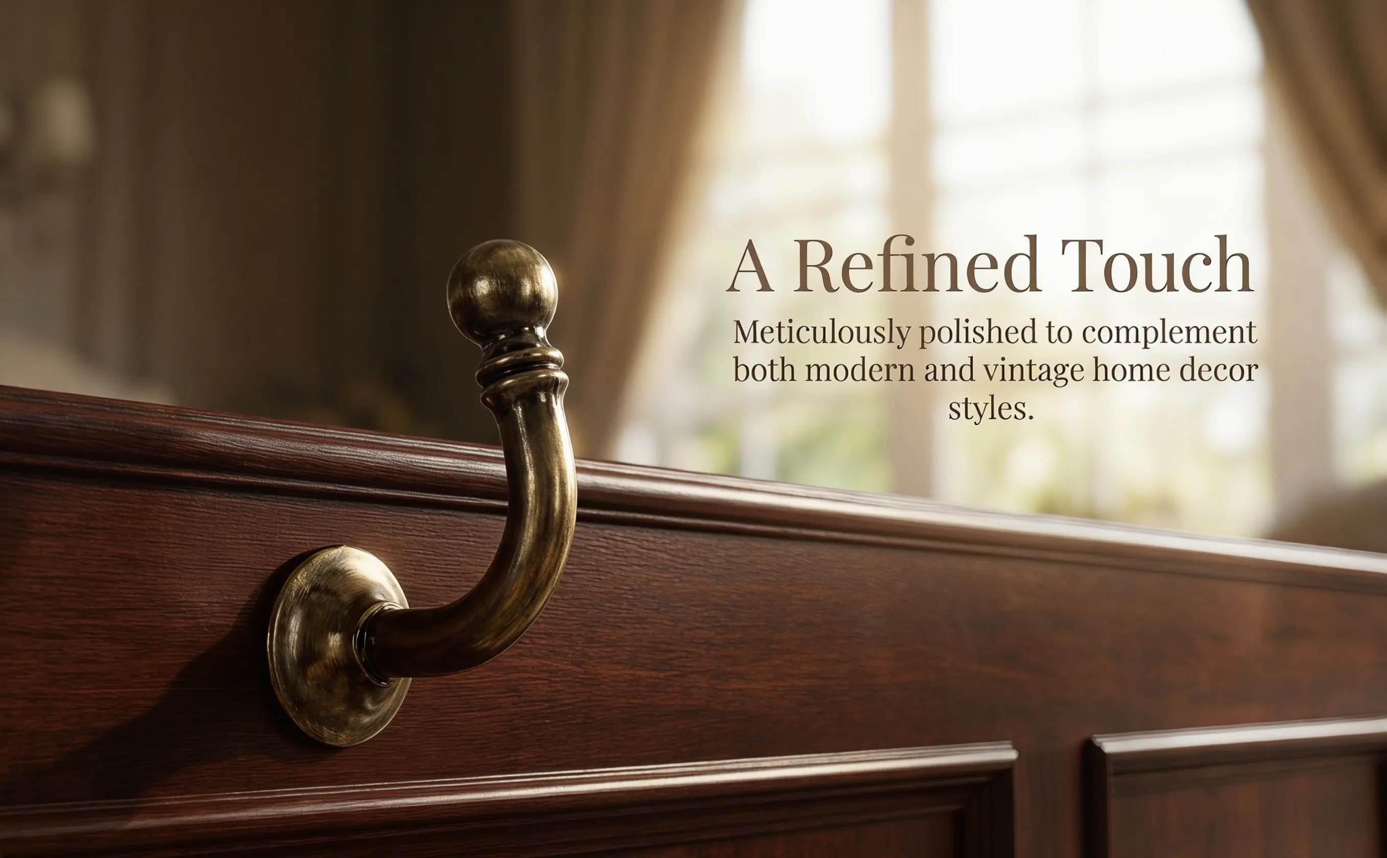 1Pair Curtain Holdback Wall Mounted Alloy Hooks Polished Rust Resistant Round Head Curtain Tieback for Window Decor