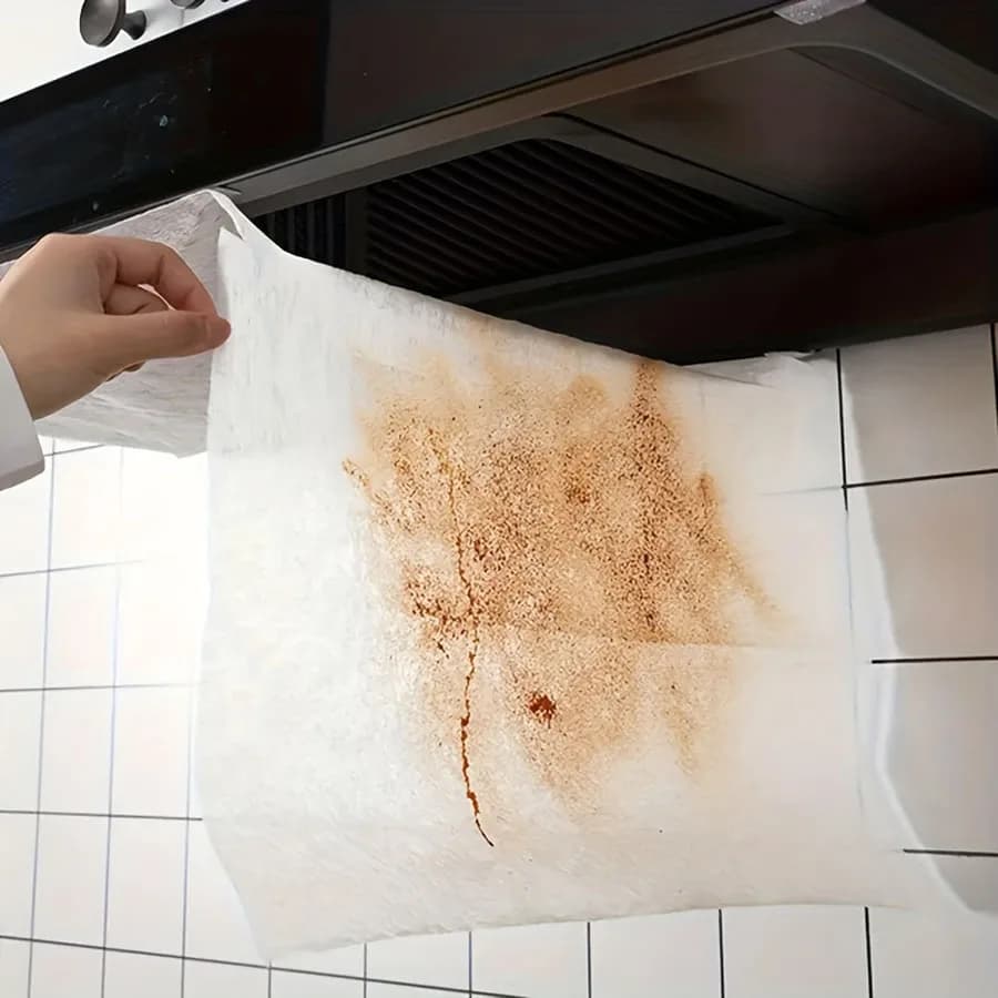 12 pieces per pack, High-temperature Resistant Oil-absorbing Hood Filter Paper, Oil-resistant And Oil-absorbing Net Stickers,