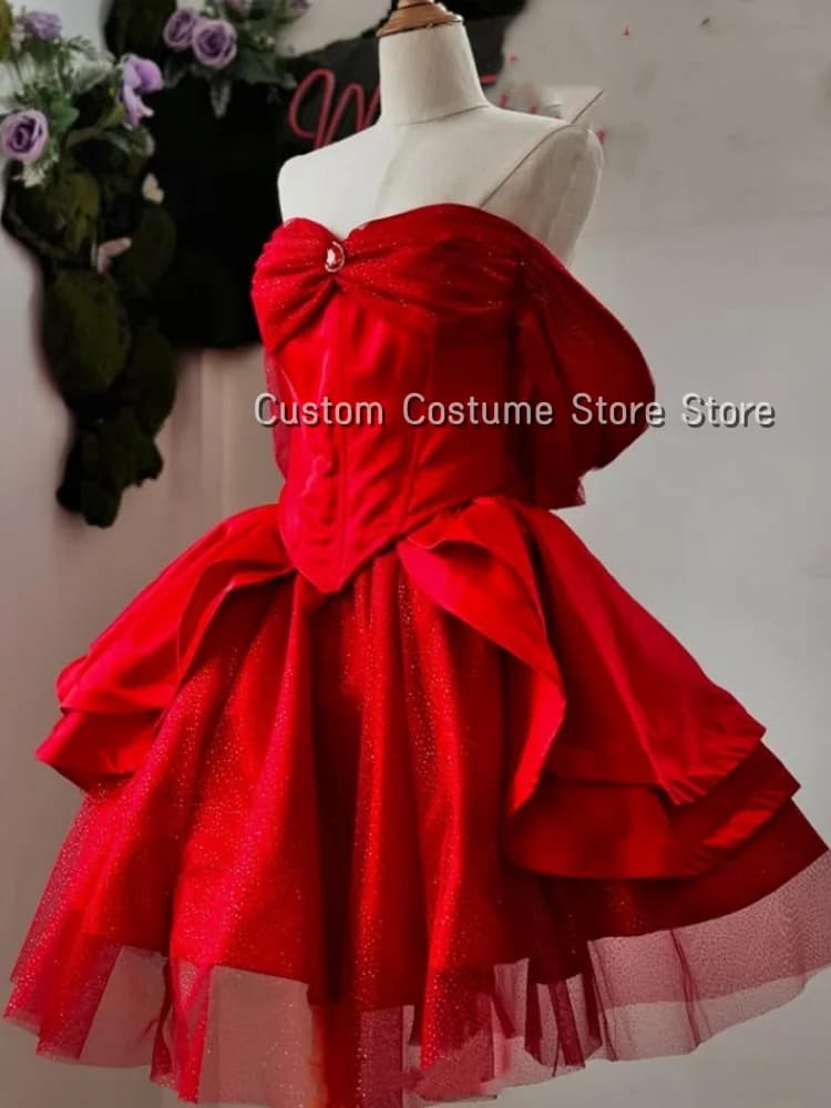 Mini abito da sposa rosso stile vittoriano personalizzato Abito da sera sexy Corsetto Tulle Glitter Abiti da ballo estivi