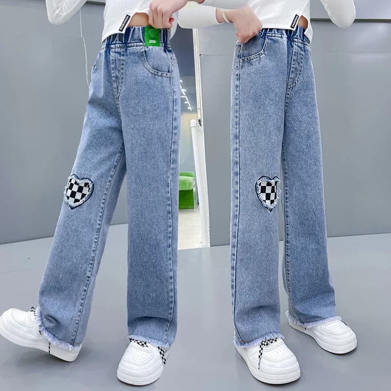 Jeans a Gamba Larga per Ragazze, Pantaloni in Denim Larghi Primaverili e Autunnali, Nuovi Pantaloni Casual a Gamba Dritta per Adolescenti, Abbigliamento alla Moda