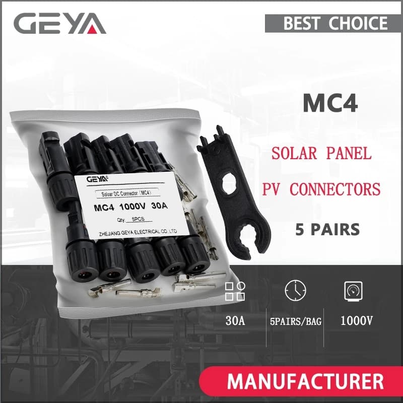 5 paia di connettori solari con 1 chiave maschio femmina 30A 1000VDC connettori di derivazione del pannello solare per cavo fotovoltaico 2,5/4 mm2