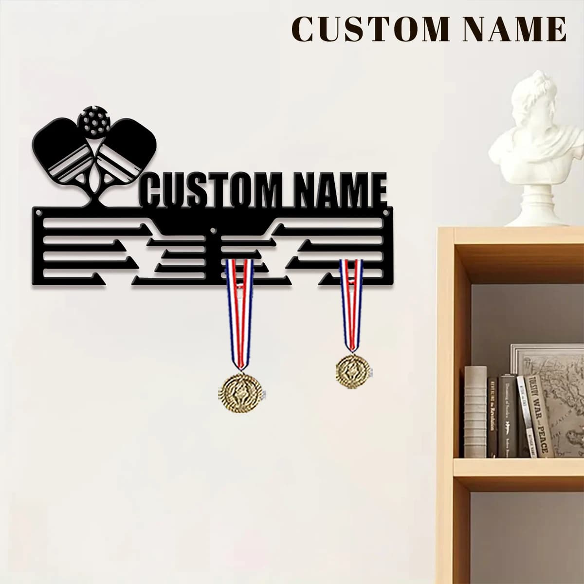 Custom metal display for pickleball medals, Valentine's Day gift, to decorate the room, suitable for basketball, football and sports exercises.