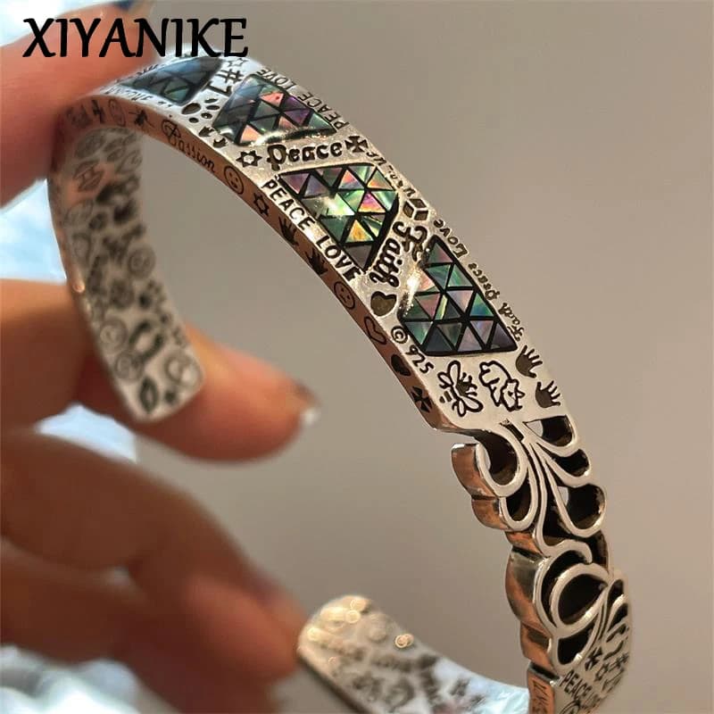 XIYANIKE Summer Geometric Graffiti Cuff Bracelet For Women Girl Punk Fashion New Jewelry Party Lady Gift pulseras mujer