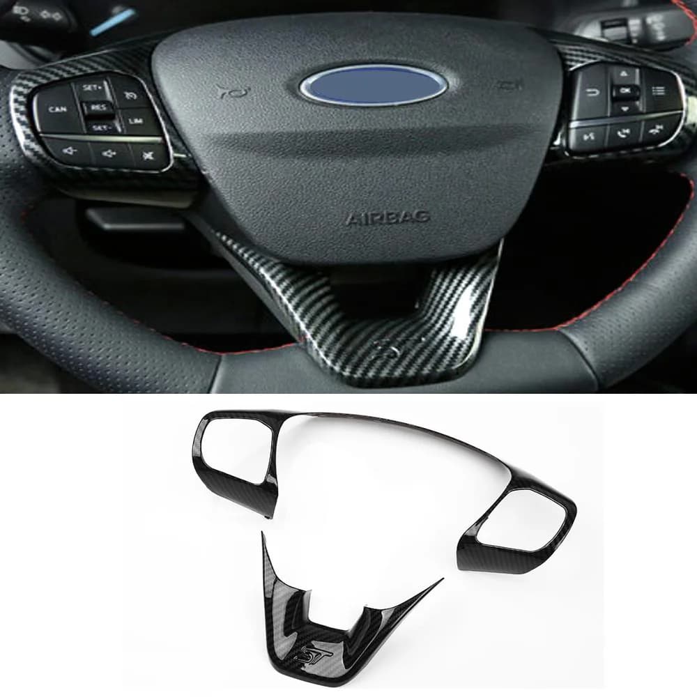 Per Ford Fiesta MK8 2017 2018 Focus MK4 ST 2019 2020 Copertura del Volante in Fibra di Carbonio Adesivi Accessori Auto