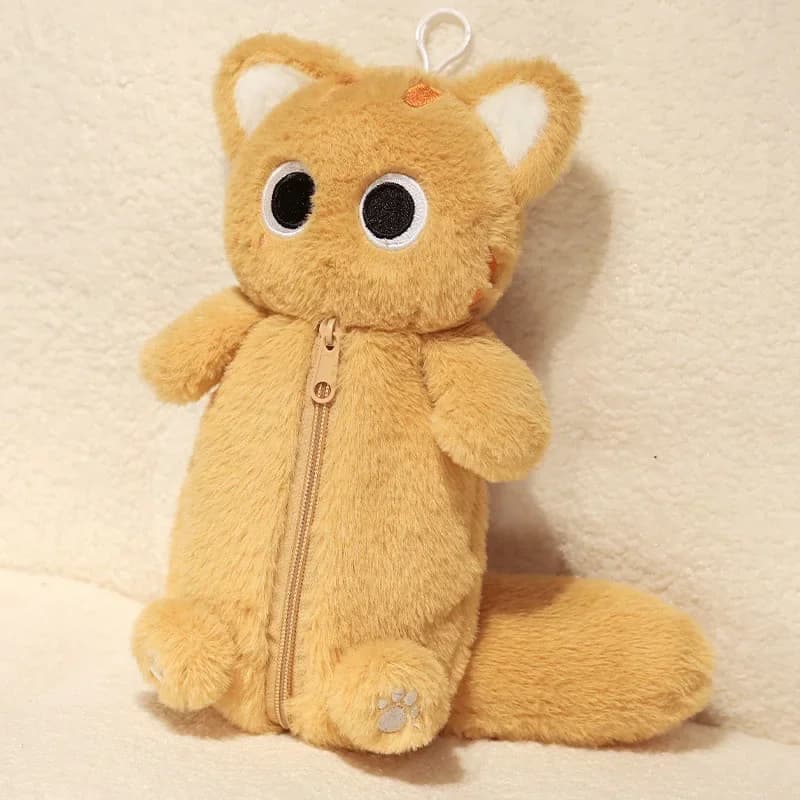 Siamese Cat Plush Pencil Case - Stuffed Animal Design, Large Capacity Stationery Bag, Cute Cartoon Doll for School Learning