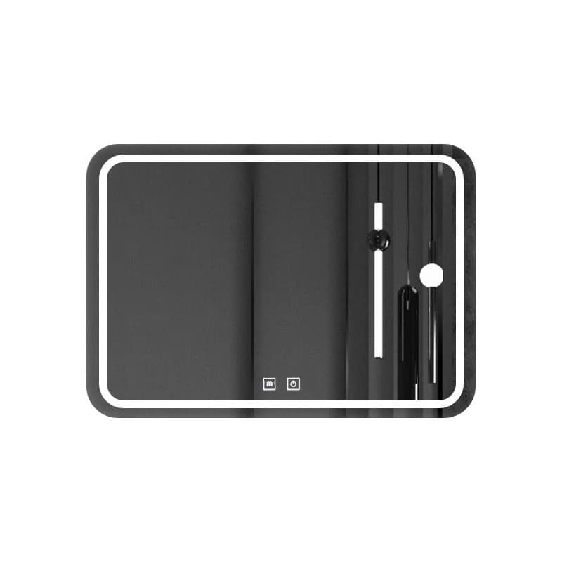 Specchio per il trucco da bagno intelligente Bluetooth rettangolare, luce a LED, corpo estetico, antiappannamento, decorazione per il bagno nordica da appendere alla parete