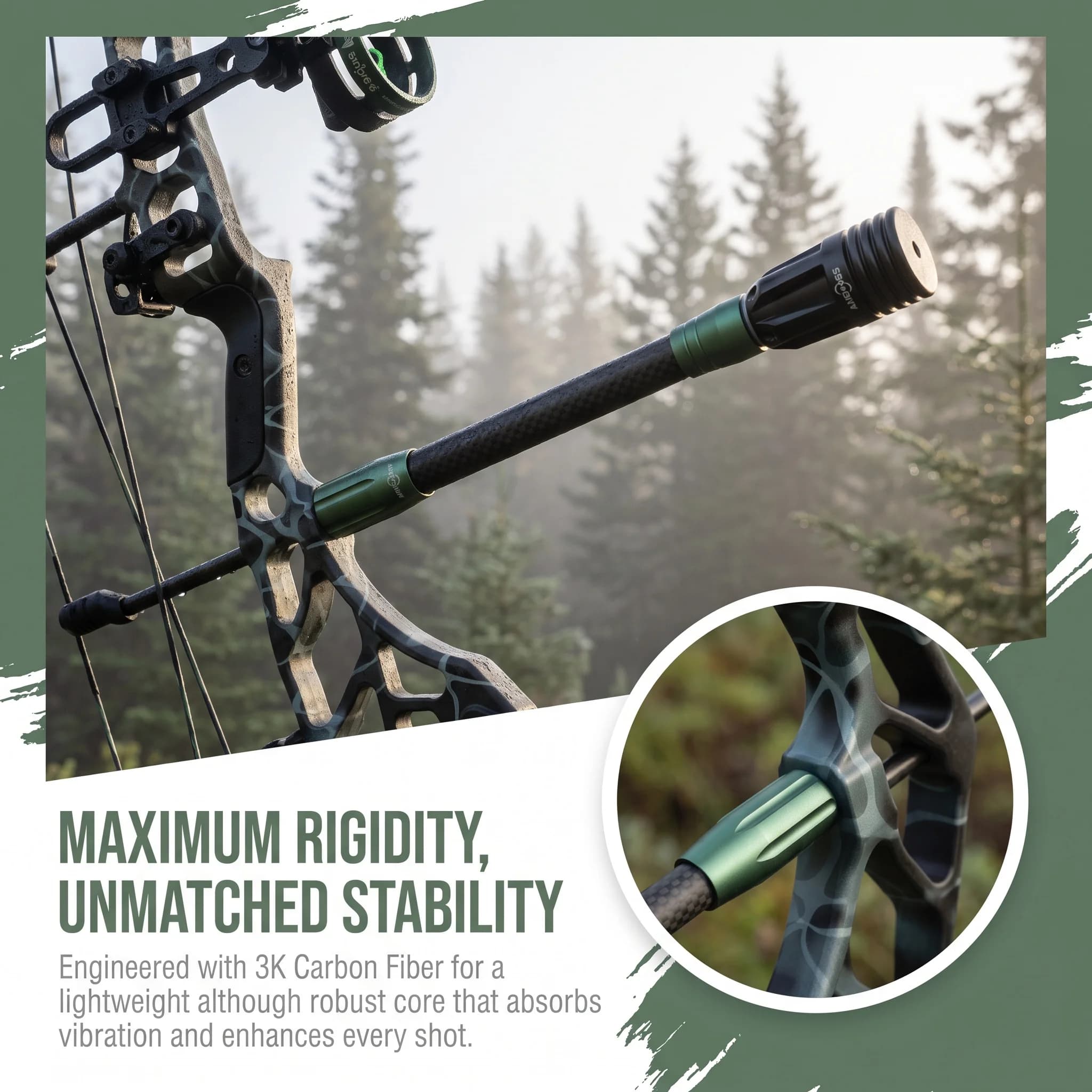 Bow Shock Absorber 6/8/10/12 Inch Stabilizer Carbon Balance Bar for Recurve Bow Archery Compound Bow Hunting Target Shooting