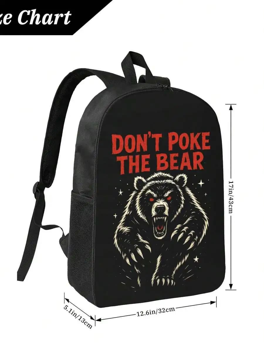 Dont Poke The Bear Graphic Lightweight Black Travel Backpack Laptop Bag For Adults