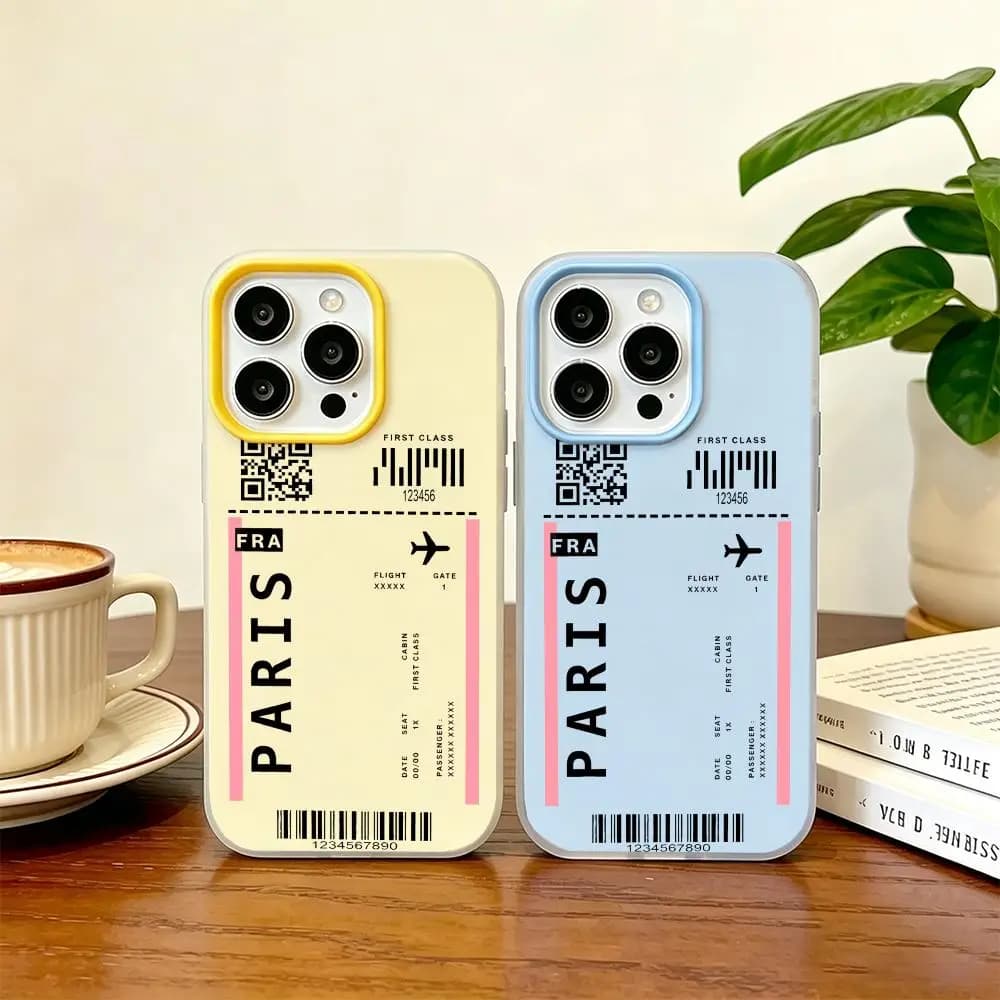 Custodia per telefono 2-in-1 morbida personalizzata per iPhone 17 16 Pro Max 15 14 Plus 13 12 11 XS XR 16E 17 Air P-Paris France Air Ticket