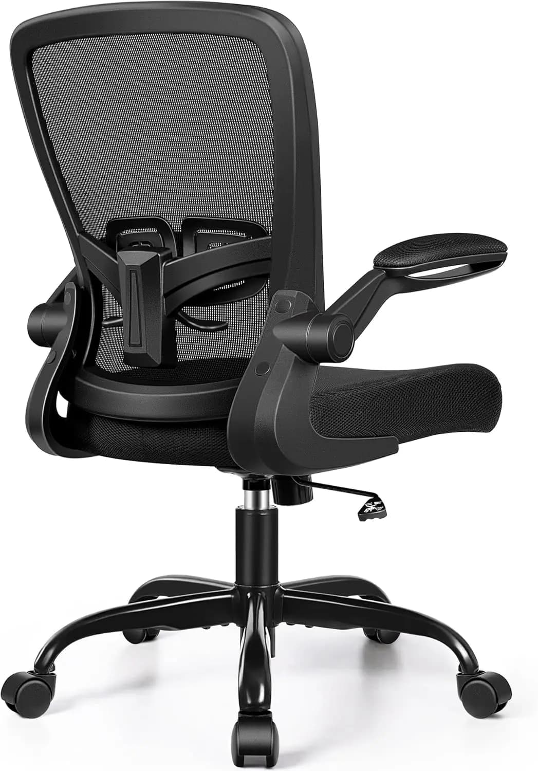 Sedia da ufficio ergonomica con altezza regolabile, 360 ° Braccioli Girevoli e Ribaltabili, Inclinazione Flessibile, Cuscino Traspirante e Supporto Lombare