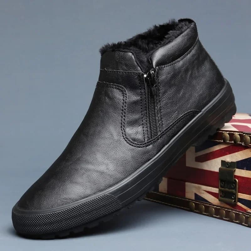 Nuovi Stivali in Pelle da Uomo, Scarpe Casual con Interno in Peluche Caldo, Stivali con Plateau, Zapatos de Cuero Hombre