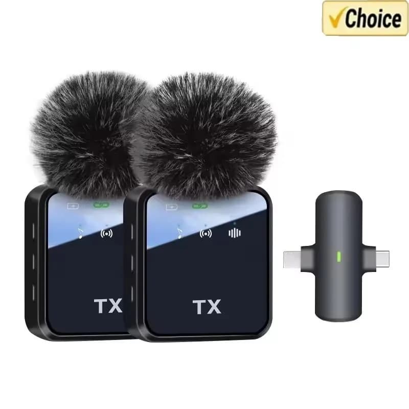 3in1 Microphone for iPhone/Android, Wireless, 328ft Transmission, Mini Microphone for Record Interview